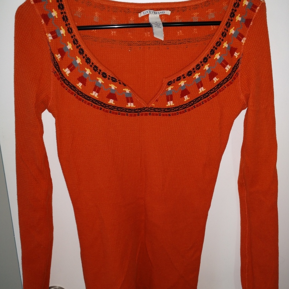 Lucky brand medium orange Henley thermal